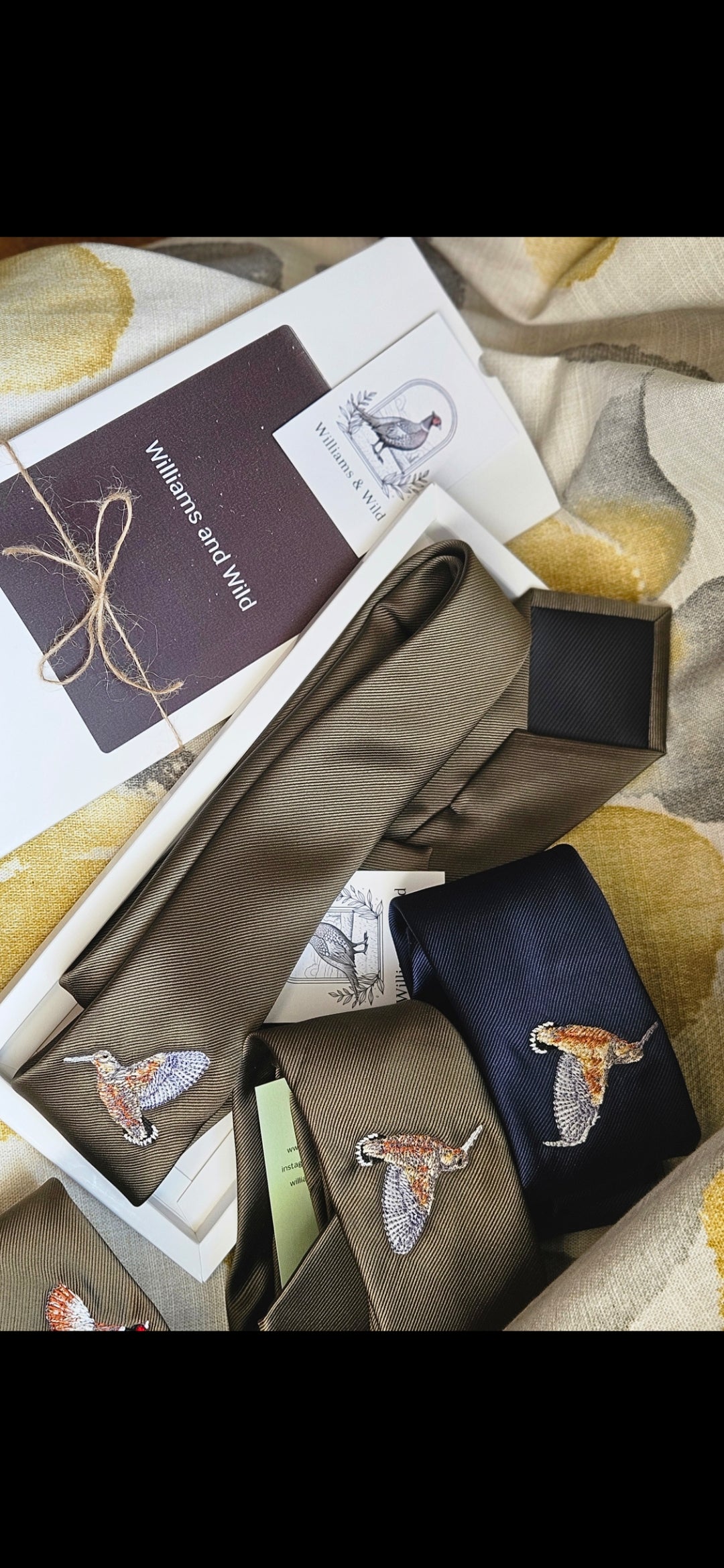 Embroidered Gamebird Silk Boxed Ties