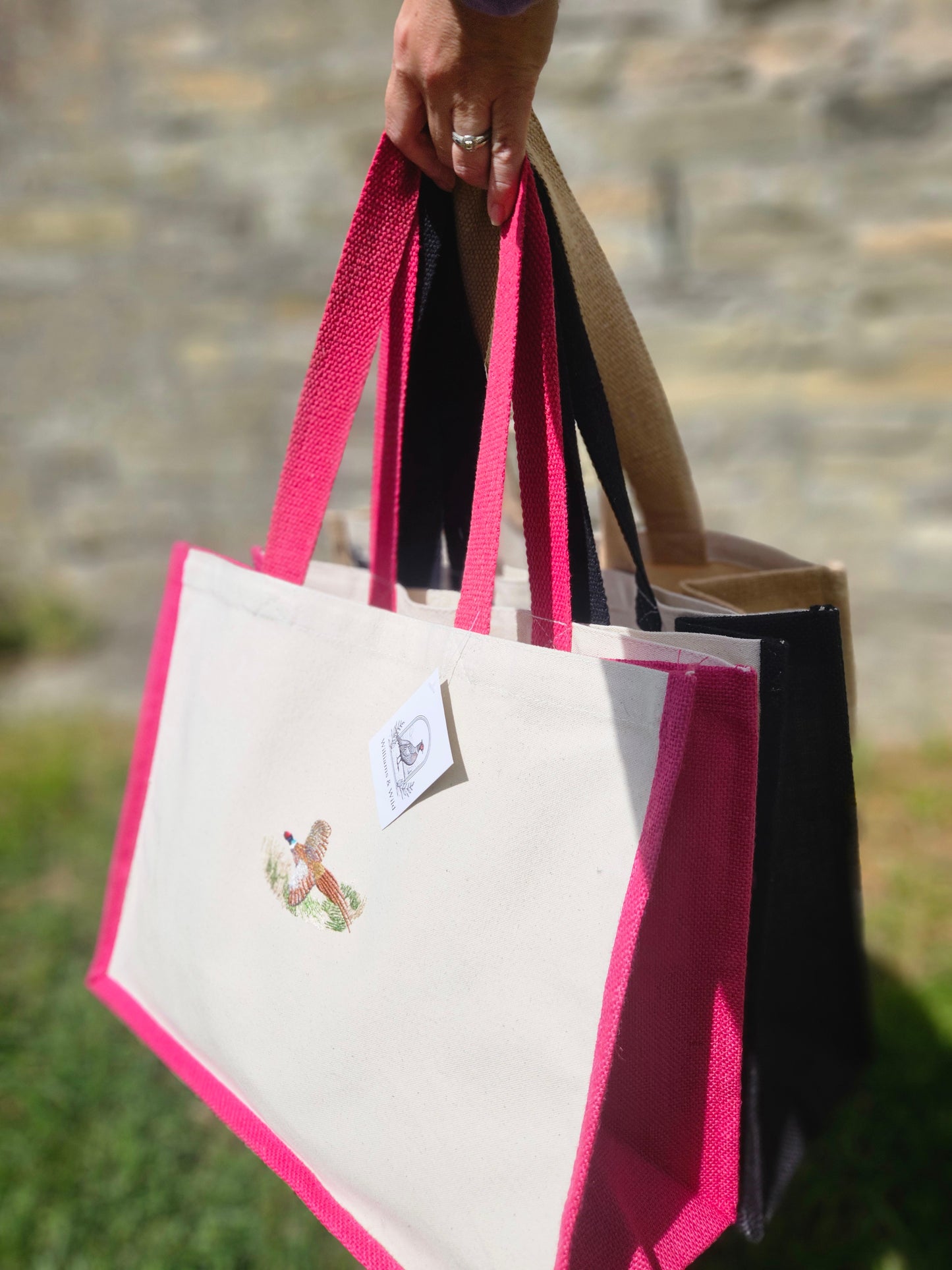 Embroidered Gamebird Strong Jute Bags