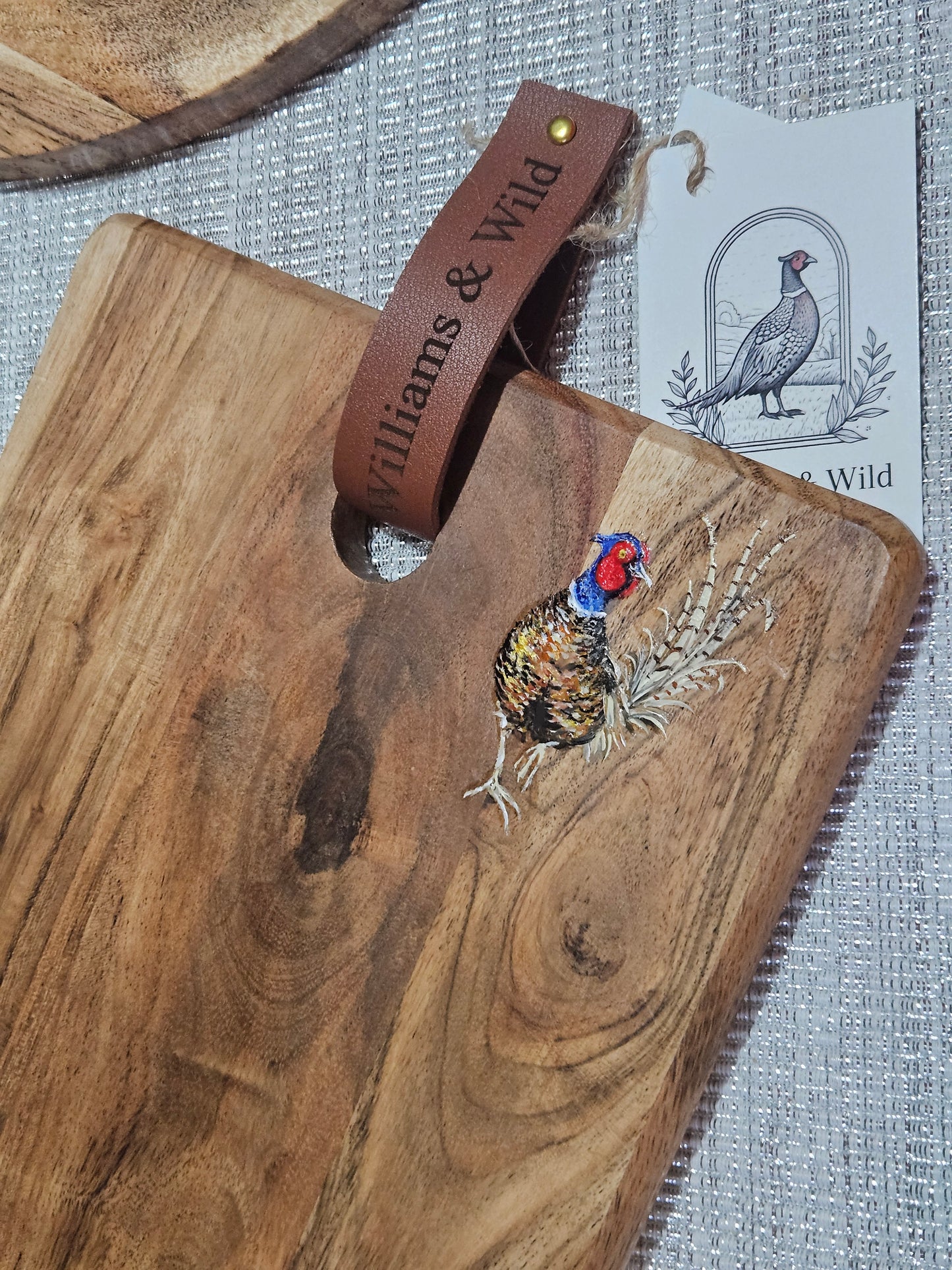 Long Platter Hand Painted Pheasant Serving Board
