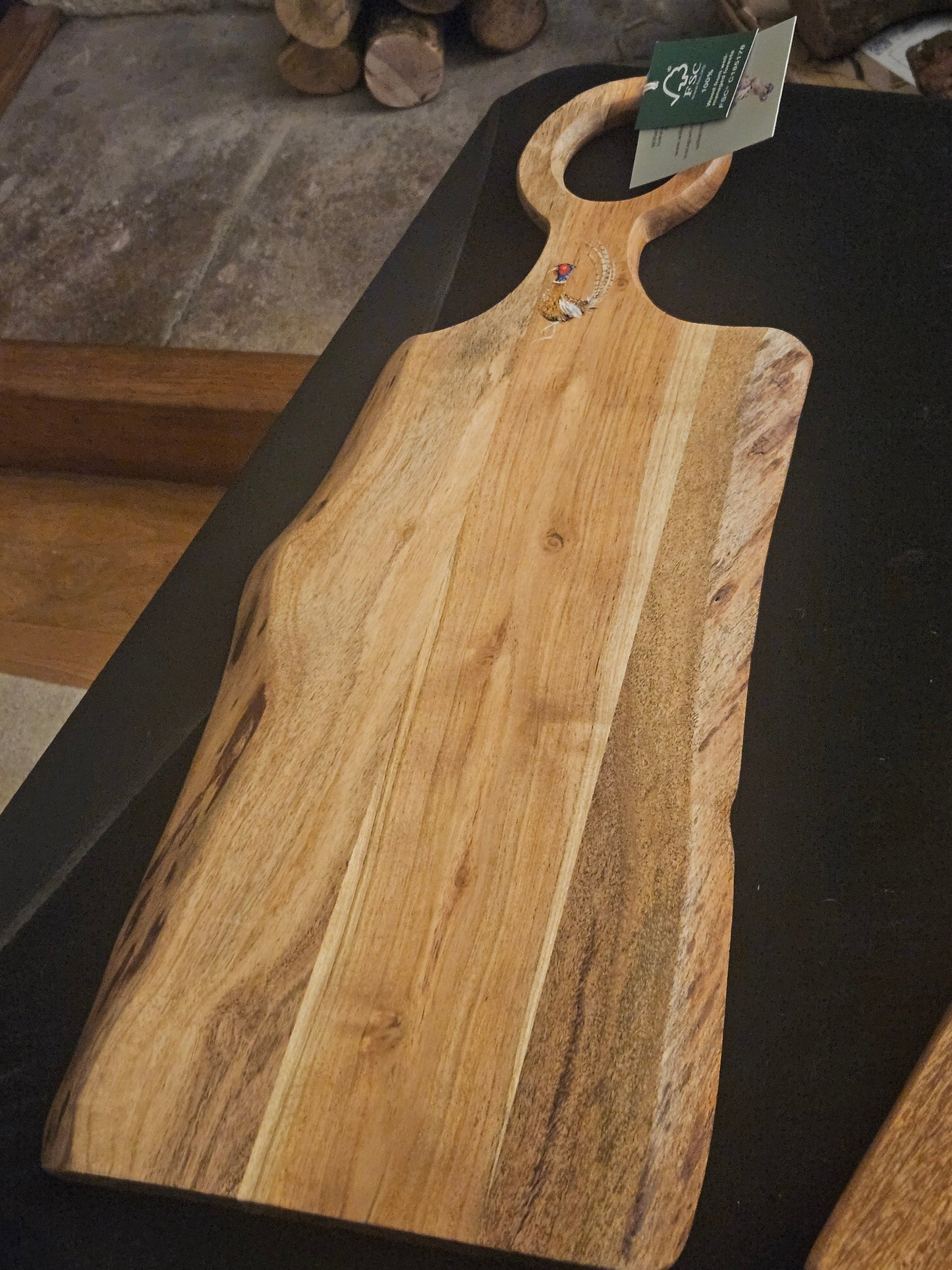 Hand Painted Pheasant Long Wooden Serving Board