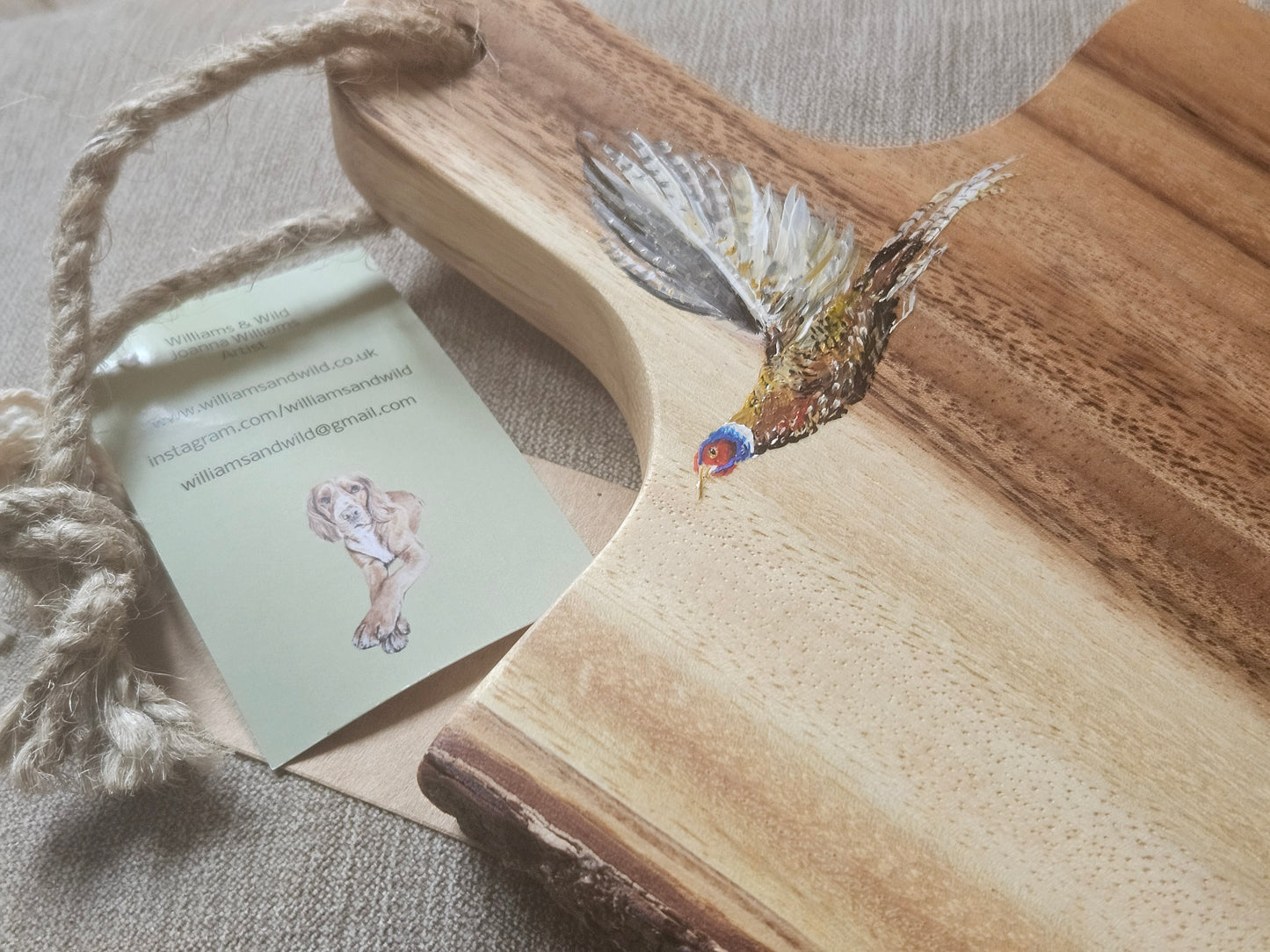 Hand Painted Flying Pheasant - Small Serving Board