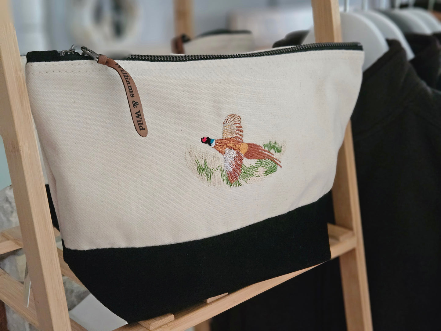 Embroidered Pheasant Wash / Accessories Bag