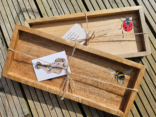 Hand Painted Mango Wood bee tray