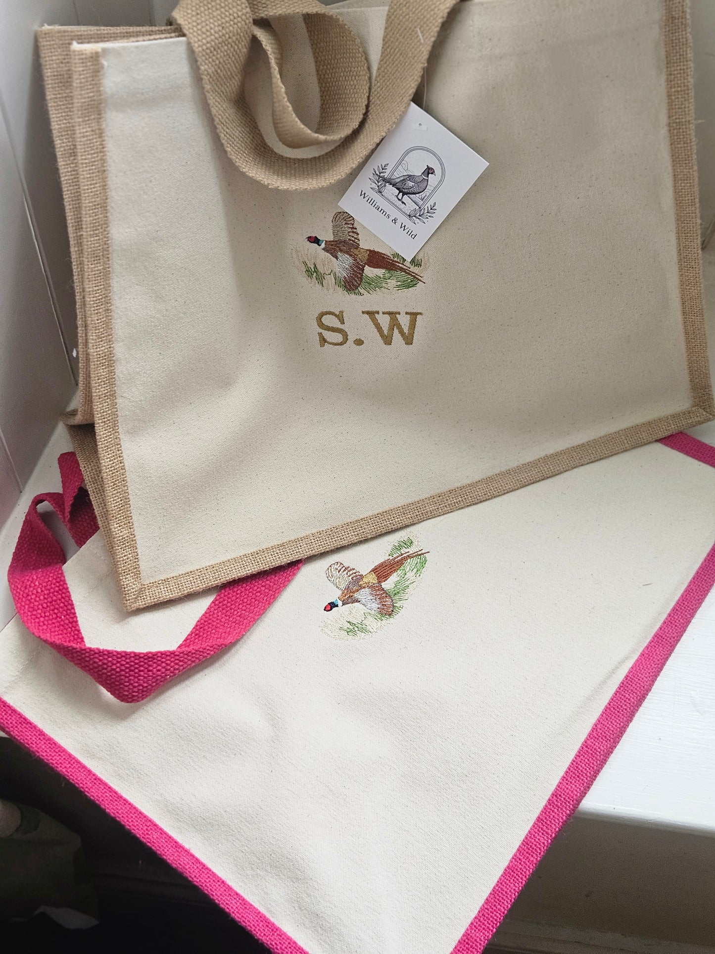Embroidered Gamebird Strong Jute Bags