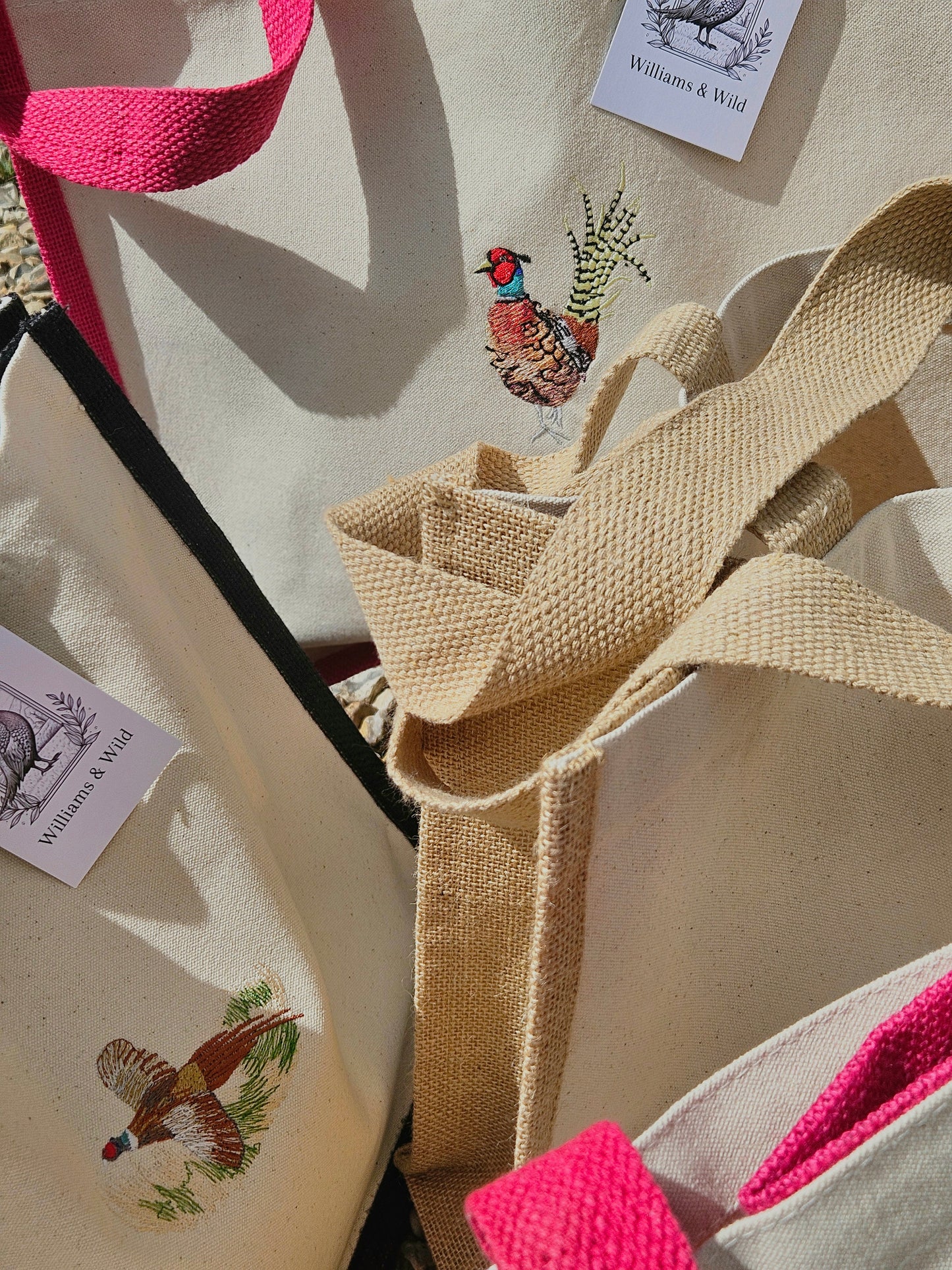 Embroidered Gamebird Strong Jute Bags