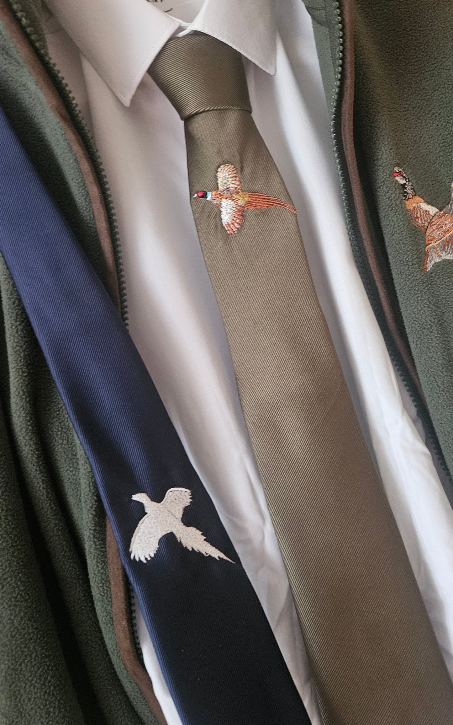 Embroidered Gamebird Silk Boxed Ties