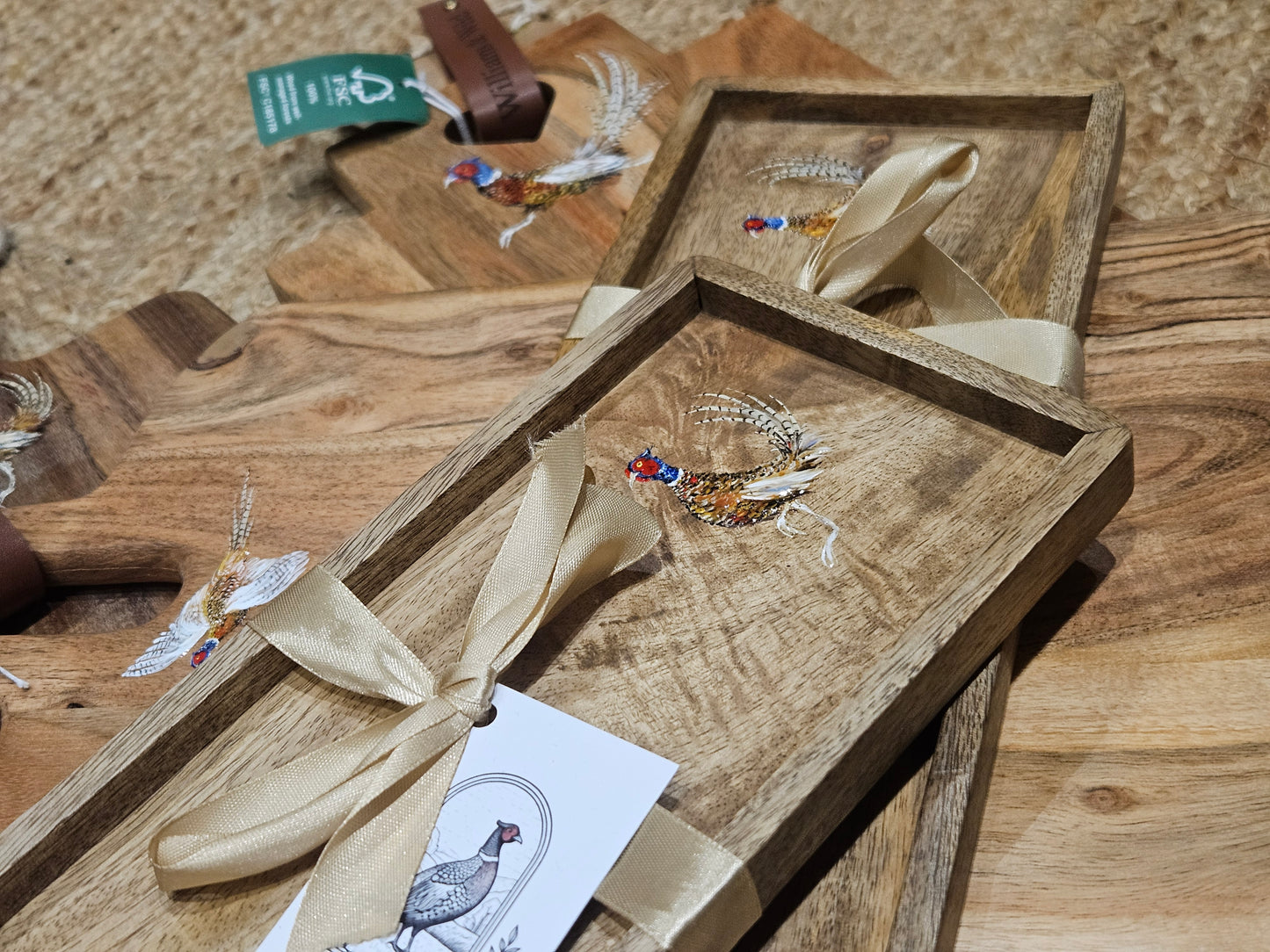 Hand Painted Pheasant Mango Boards / Trays