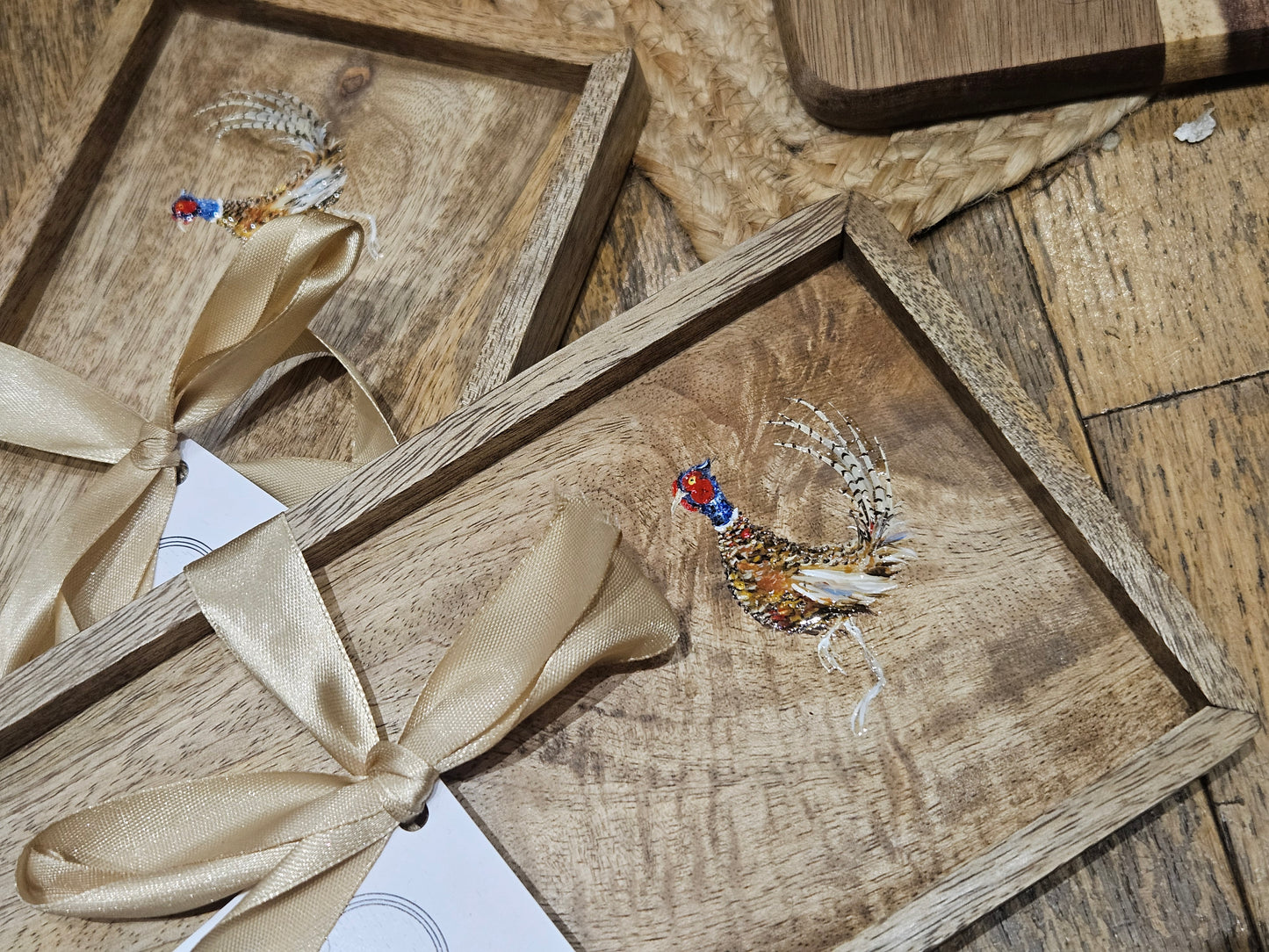 Hand Painted Pheasant Mango Boards / Trays