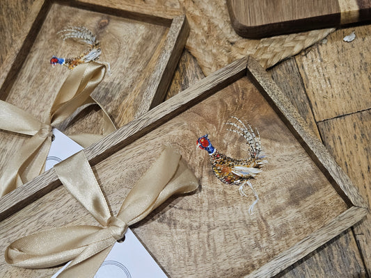 Hand Painted Pheasant Mango Boards / Trays