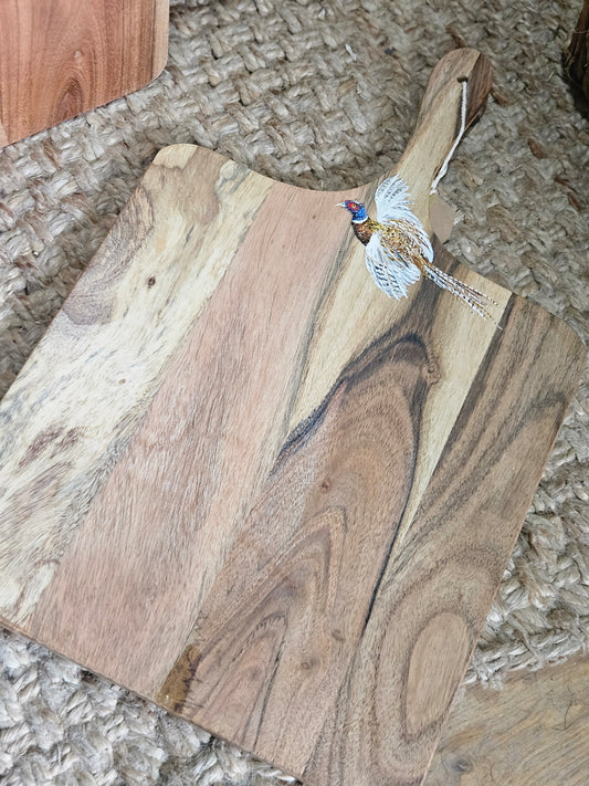 Hand Painted Pheasant Serving Board square