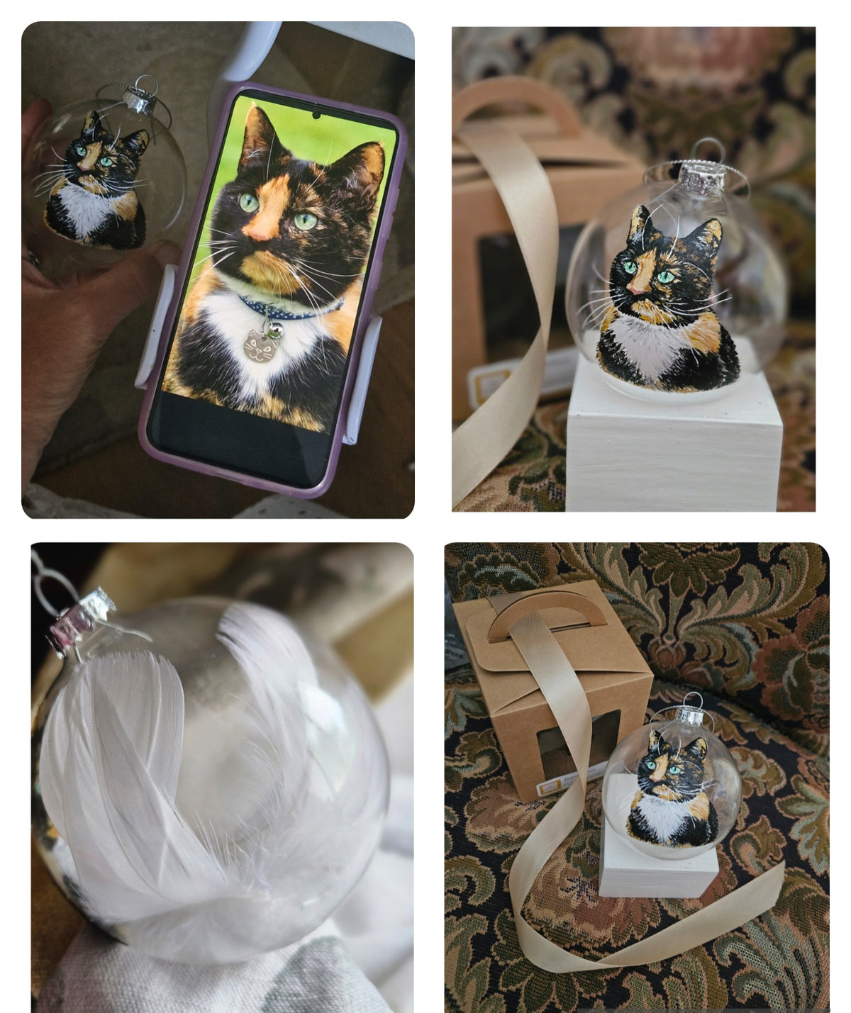 Hand Painted Pet Portrait Glass Boxed Baubles