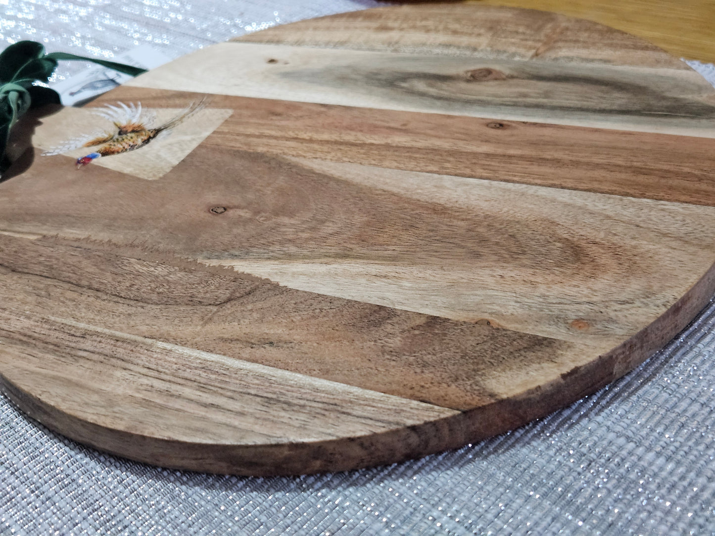 Circular Hand Painted Pheasant Serving Board