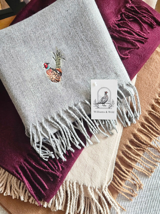 Embroidered Pheasant Scarves
