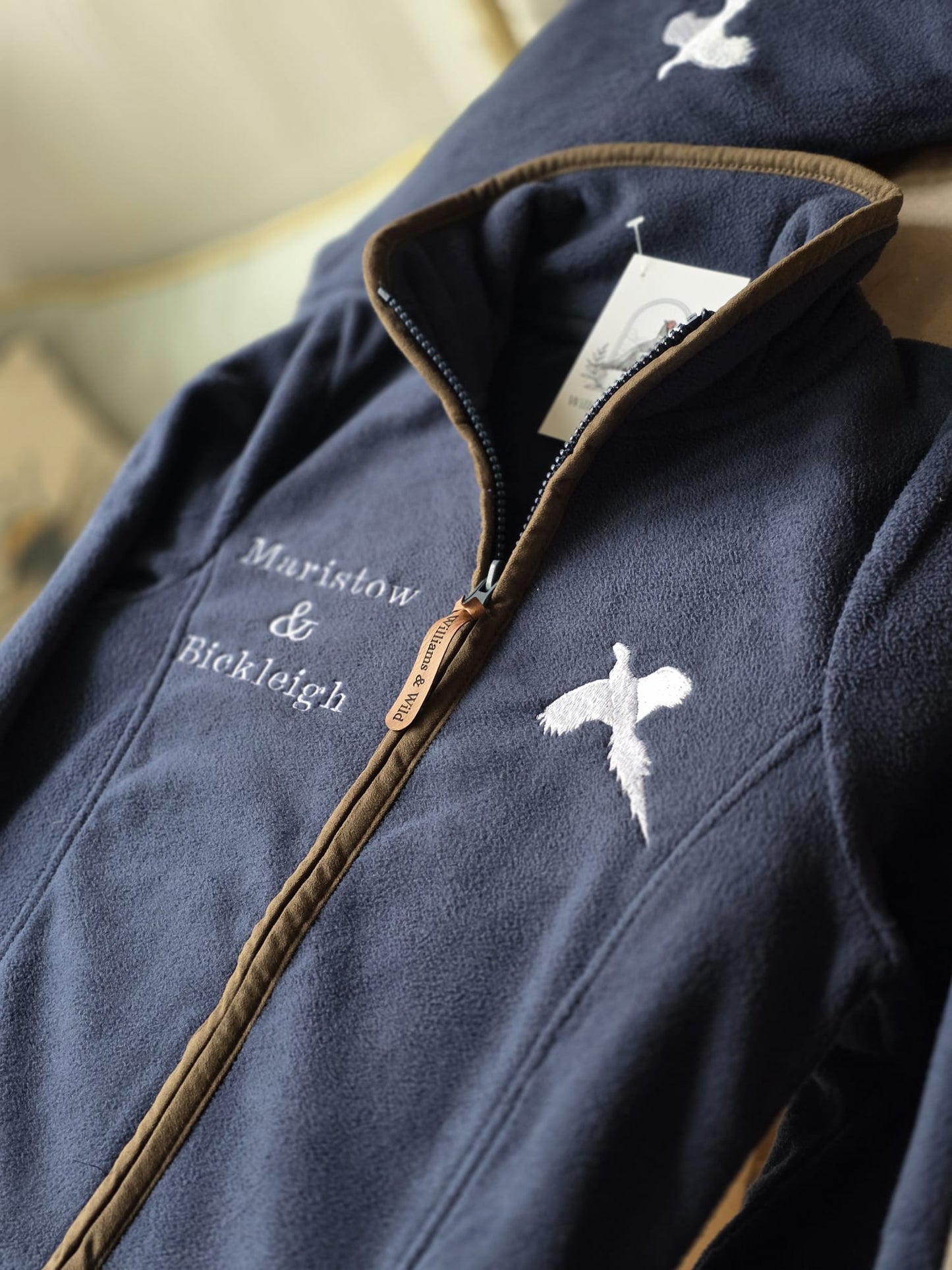 Embroidered WHITE FLYING PHEASANT Fleece Jacket (women's)