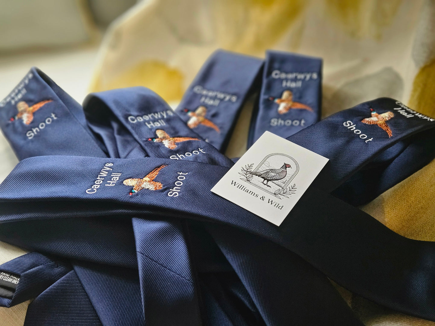 Embroidered Gamebird Silk Boxed Ties