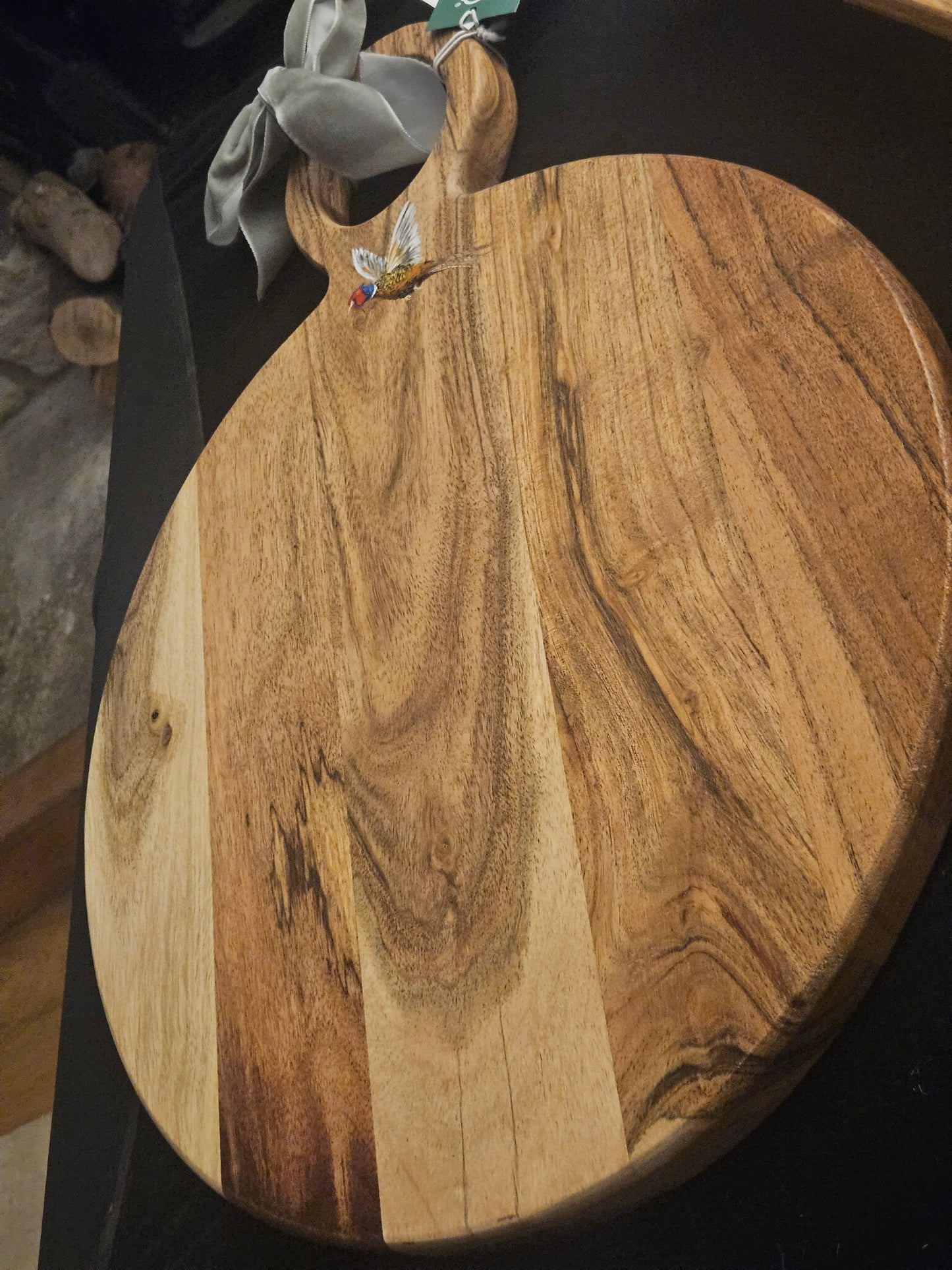 Hand Painted Circular Flying Pheasant Serving Board