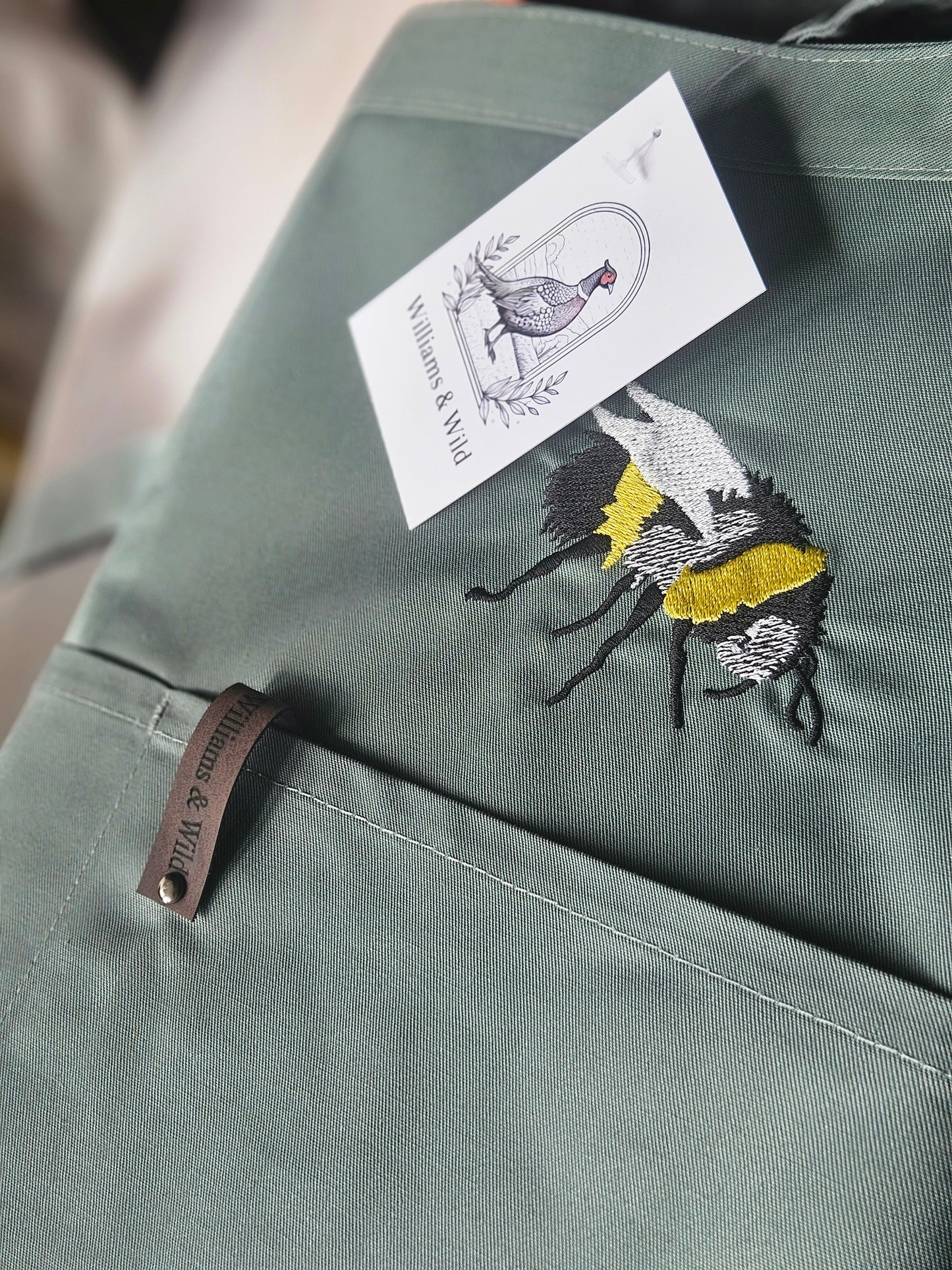 Gardening Half Apron. Embroidered bee