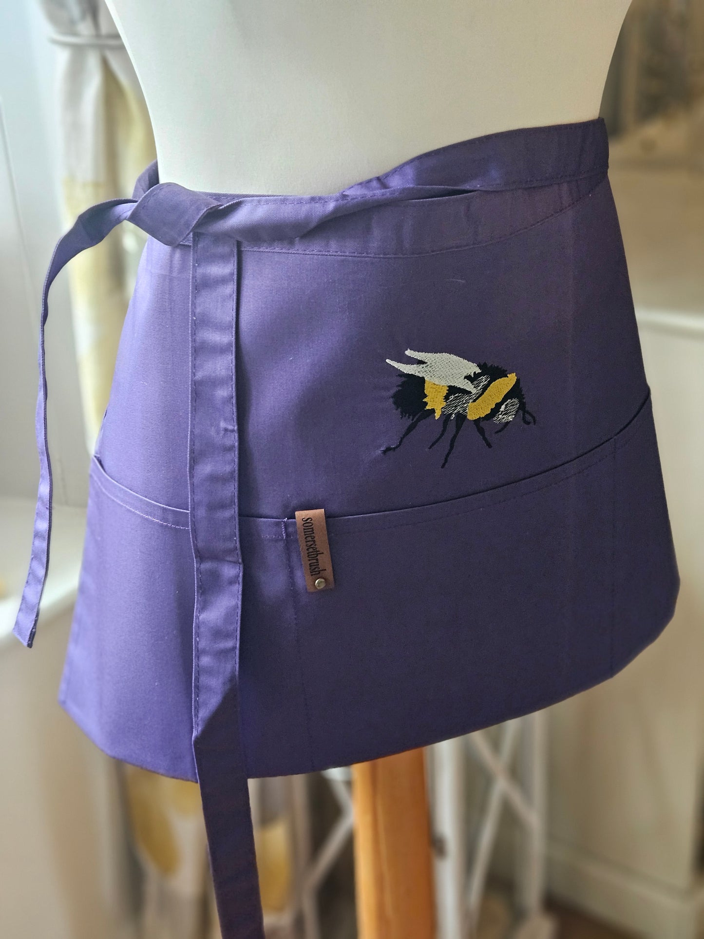 Gardening Half Apron. Embroidered bee