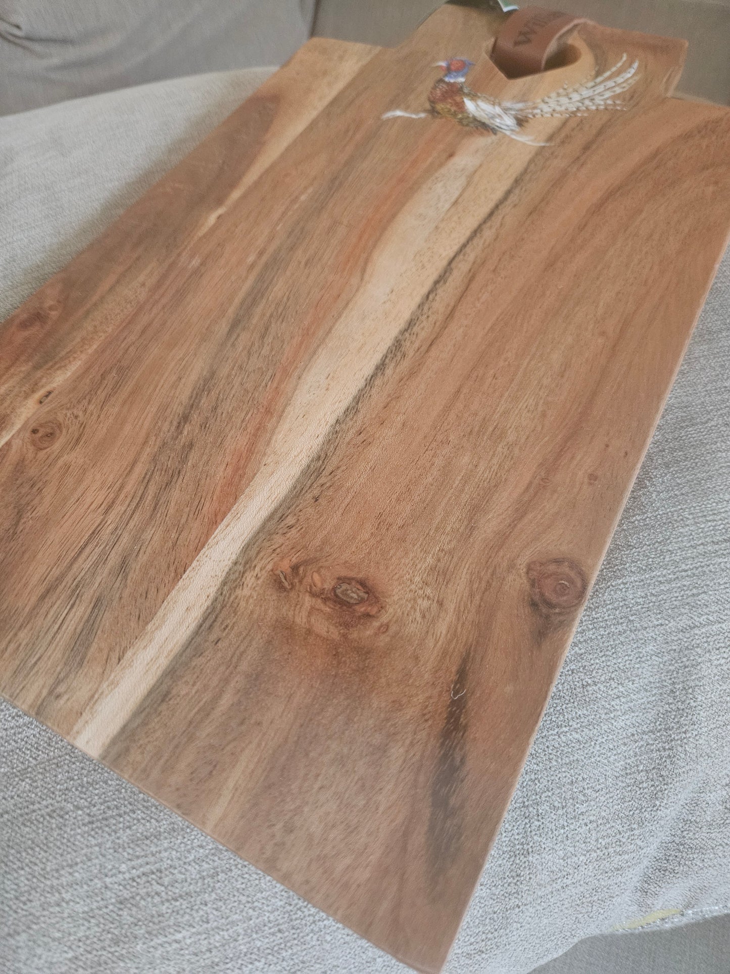 Hand Painted Pheasant Serving Board heart handle