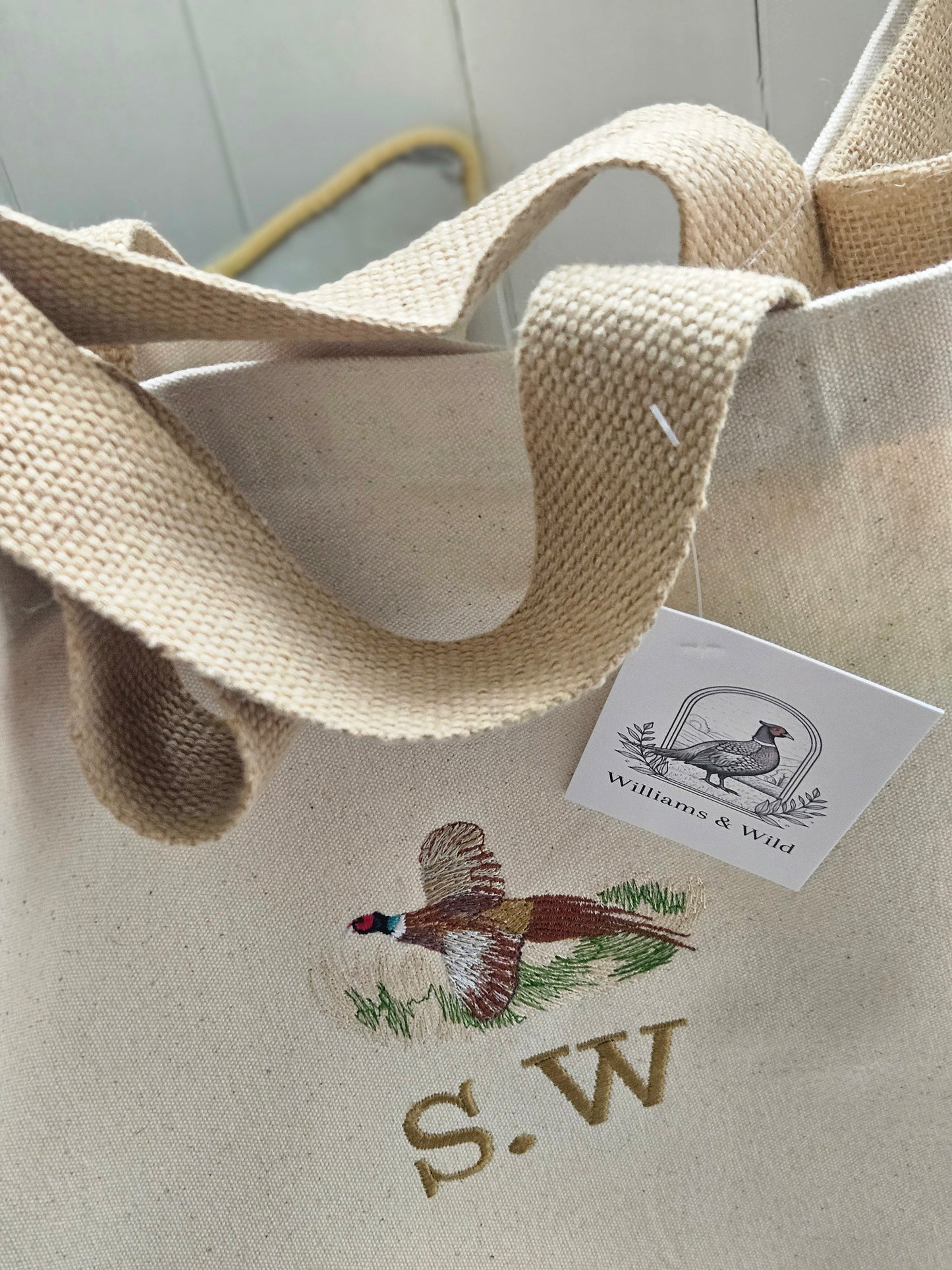 Embroidered Gamebird Strong Jute Bags