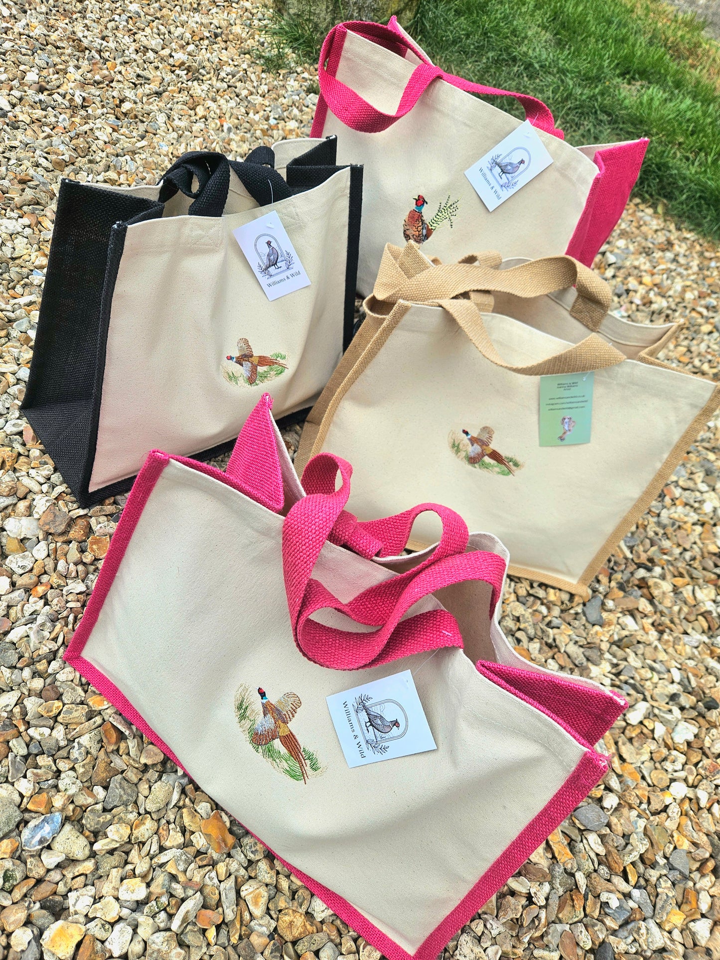 Embroidered Gamebird Strong Jute Bags