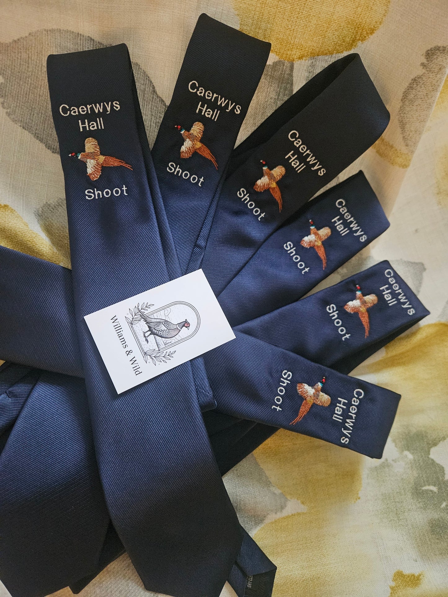 Embroidered Gamebird Silk Boxed Ties