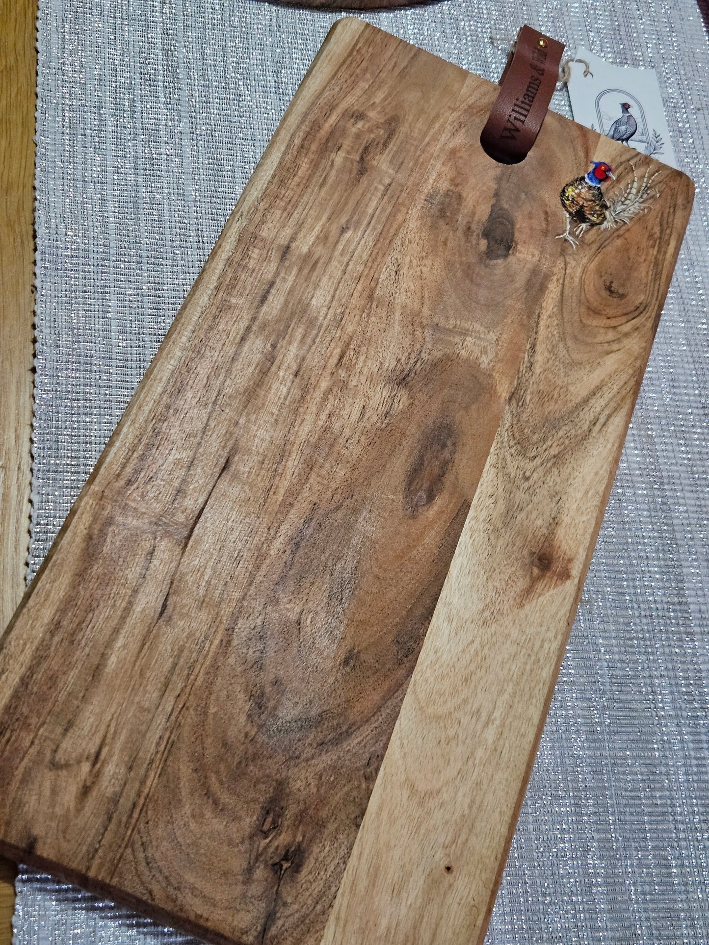 Long Platter Hand Painted Pheasant Serving Board