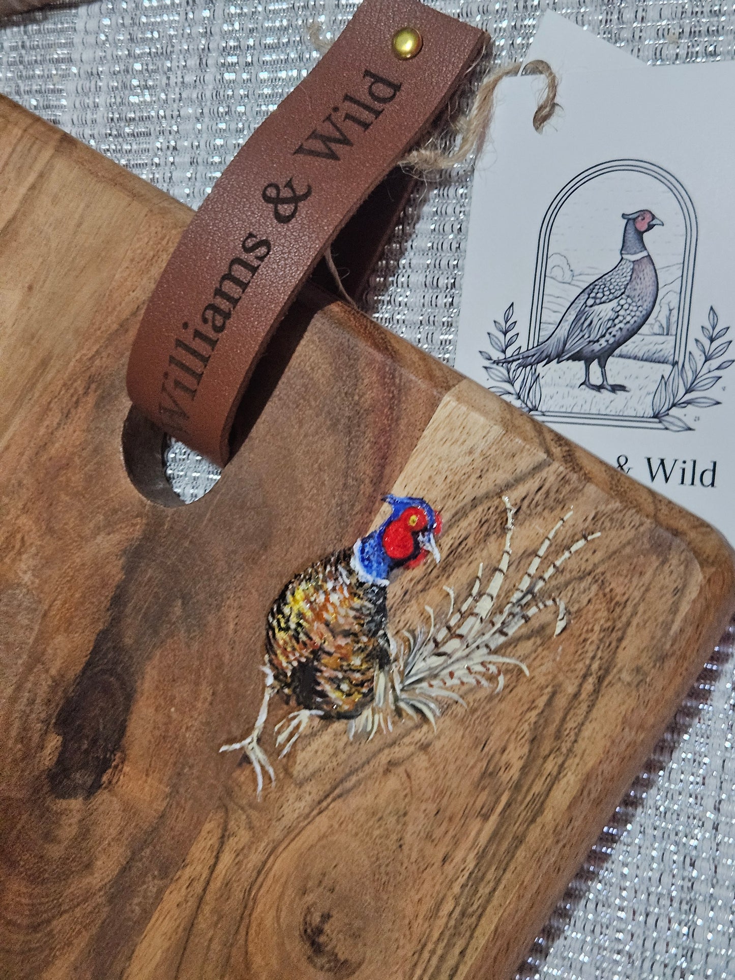 Long Platter Hand Painted Pheasant Serving Board