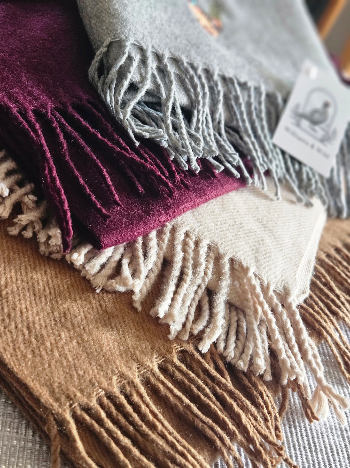 Embroidered Pheasant Scarves