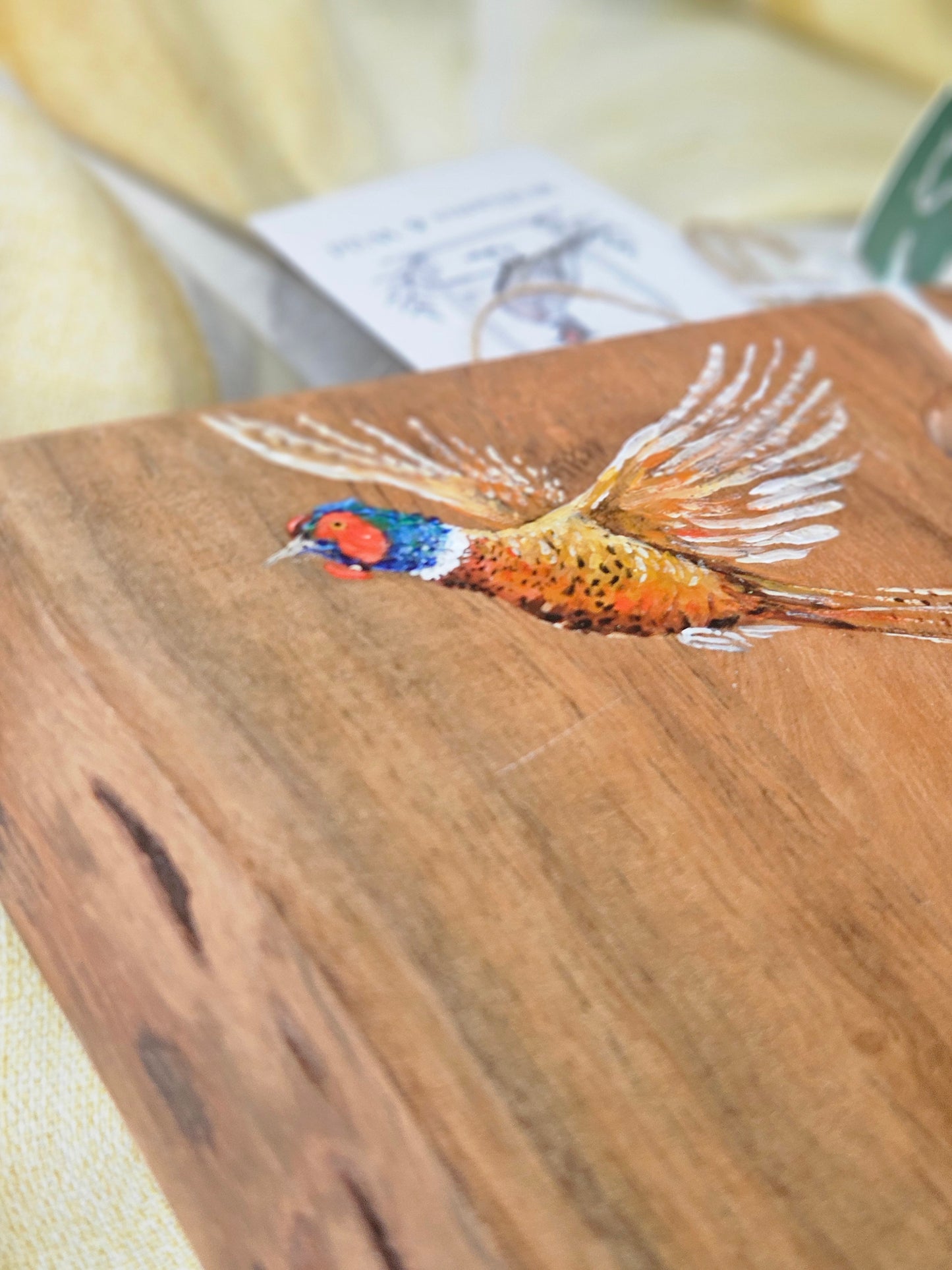 Flying Pheasant Hand Painted Platter Serving Board